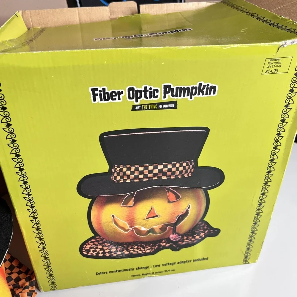 Target Fiber Optic Pumpkin Figurine Orange Halloween Top Hat Light Up Decor